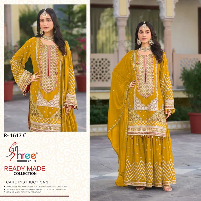 R 1617 By Shree Fabs Chinon Embroidery Pakistani Readymade Suits Exporters In India